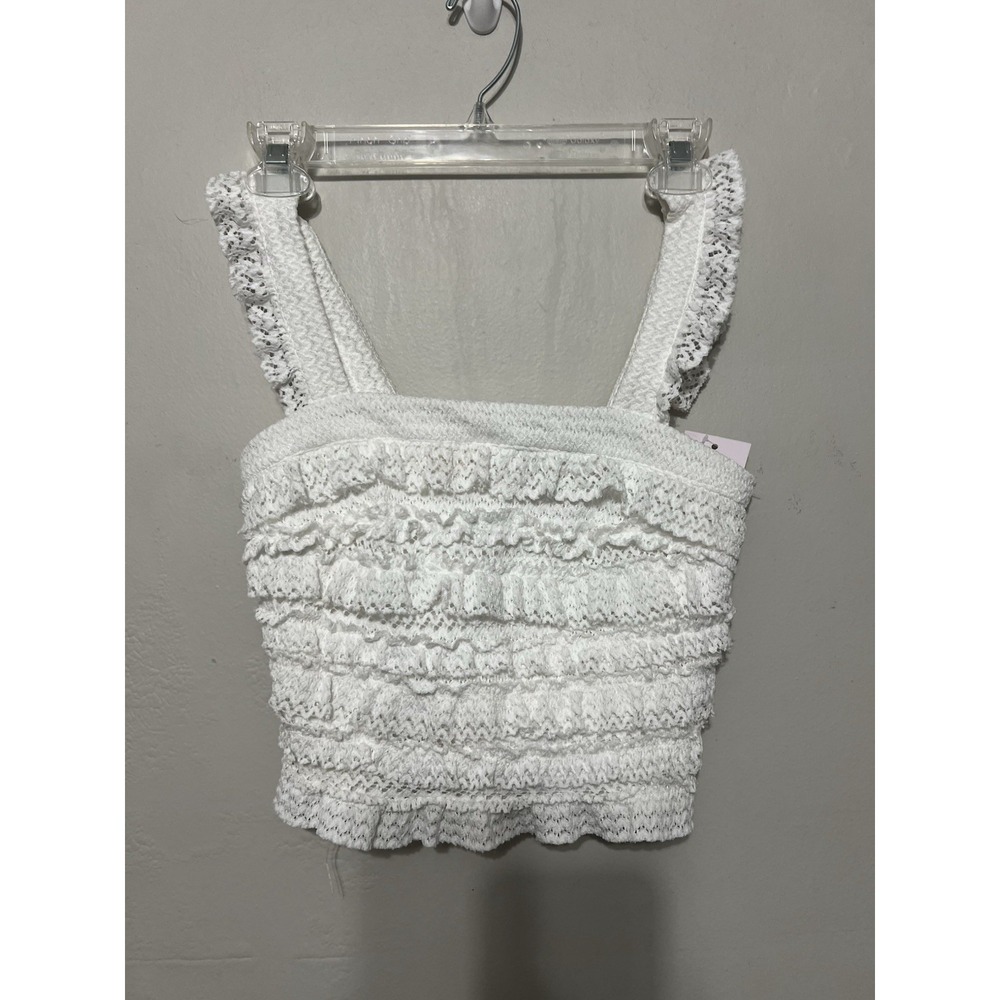 Milkmaid Square White‎ Lace Ruffle Strap Camisole Top Whimsical Fairy Size S NEW